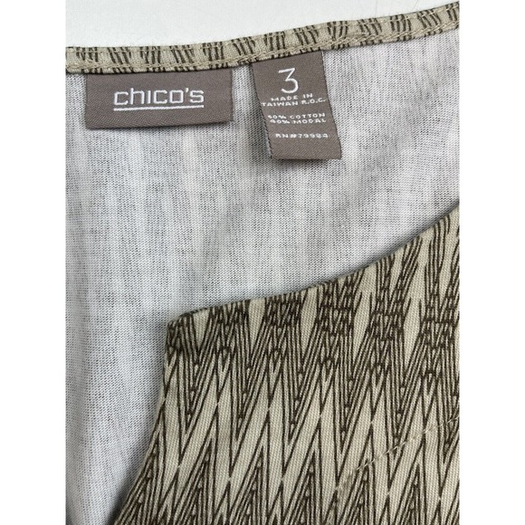 Chicos Blue Paisley Print V Neck Top 3/4 Sleeve Tunic Sz 3 US XL 16 - Picture 3 of 9